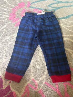L.L. Bean Plaid Flannel Pajama Pants Toddler 3T Blue Black & Red